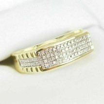 Hombre Imitación Anillo de Diamantes Compromiso 14K Oro Amarillo Chapado 1.50CT - £149.39 GBP