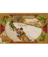 Victorian CHRISTMAS and NEW YEAR 1900&#39;s 2 Old postcards - £7.80 GBP