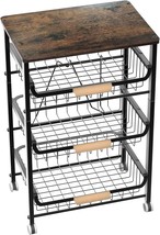 Black 4-Layer Rack: Stackable Storage Cart With Desktop, Pull-Out Hollow... - £61.02 GBP