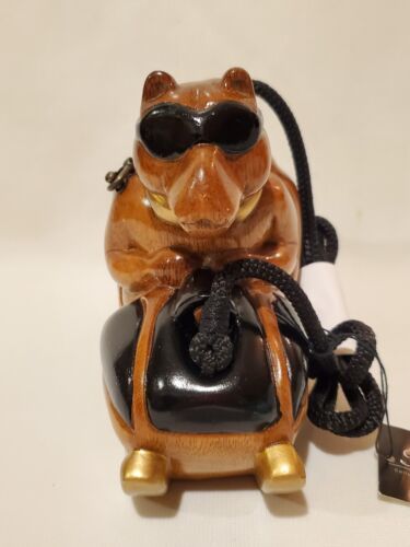 Primary image for Timmy Woods Bear With Goggles On Snowmobile Acacia Wood Purse Signed 68/78