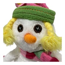 The Childrens Place Snowman Girl Pink Scarf Mittens Plush 8&quot; Stuffed Toy - £7.41 GBP