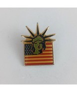 Vintage 1983 USA Flag With Statue Of Liberty Head Lapel Hat Pin - €7,21 EUR