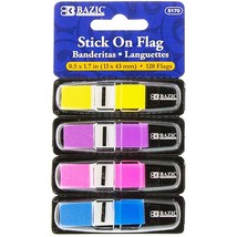 Stick on Flag w/ Dispenser | Neon Color | 30 Ct. 0.5&quot; x 1.7&quot; (4/Pack) - £6.37 GBP