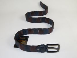 Men Genuine Leather Belt PIERO ROSSI Turkey Croc print Hand Stitch 69 Brown navy image 6