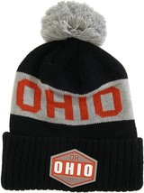 Ohio Winter Knit 3D Rubber Patch Pom Beanie Hat (Black/Gray/Red) - £15.69 GBP