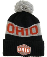 Ohio Winter Knit 3D Rubber Patch Pom Beanie Hat (Black/Gray/Red) - £15.94 GBP