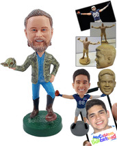 Personalized Bobblehead Hunter doc wearing a snake leather jacket holding his ha - £71.97 GBP