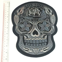 Live Love Ride Aztec Sugar Skull Motor Biker Embroidered Patch 10 Inch Halloween - £33.61 GBP