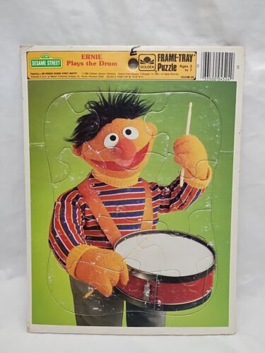 Vintage 1986 Sesame Street Ernie Plays The Drum Frame-Tray Puzzle - $21.77