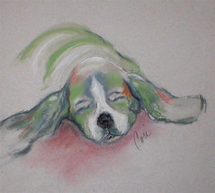 Basset Hound Dog Art Framed Pastel Drawing Solomon - £141.22 GBP