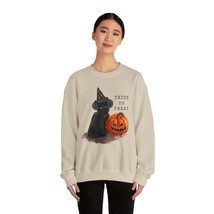 BLACK CAT PUMPKIN Witch Hat | Jack O&#39; Lantern Halloween Sweatshirt | Cos... - £31.85 GBP