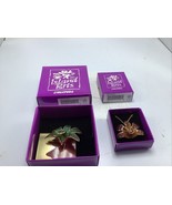 2 ISLAND BITS Singapore Real ORCHID FLOWER Rhodium Plated Enamel Brooch ... - $24.99