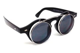 Dweebzilla Black &amp; Silver Django Flip up Steampunk Sunglasses w/Black Lenses - £11.52 GBP