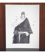 Dark assassin fantasy art print, 8x10. Goth pencil drawing of mysterious... - £19.54 GBP