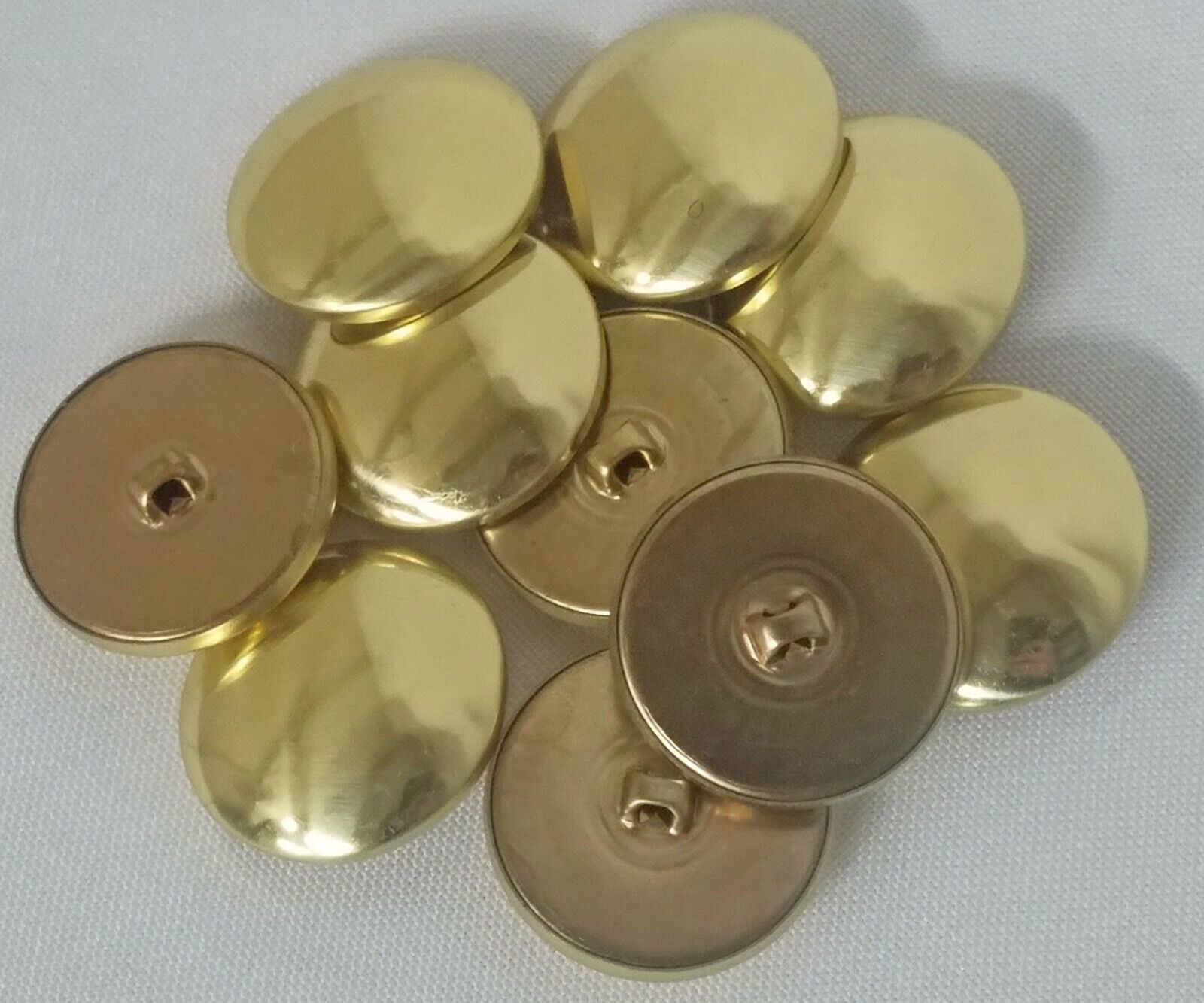 10 Count Buttons - Brass Metallic Gold Shank Dutch Costume Coat Buttons M211.41 - $5.00