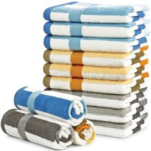 12 Pack Wash Cloths Beach Style 3 Colors, Cotton Washcloths Gentle For Men Women - £32.76 GBP