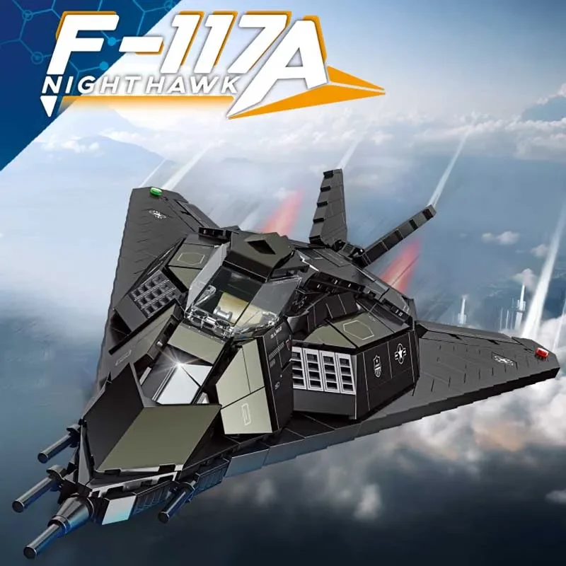 1375pcs Military MOC F-117A Nighthawk Stealth Fighter Model Building Blocks DIY - £63.18 GBP+