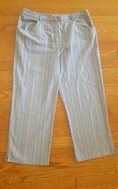 J. Jill Women&#39;s Size 12 Capri Cropped denim Pants Blue Green Striped print Stret - $15.79