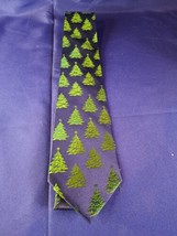 Holiday Traditions 100% Silk Mens Necktie Blue/ Green Holiday Tree -201 - $12.19