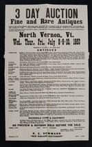 1953 Antique Broadside Auction Sale North Vernon Vt Zelia J Staten - £53.93 GBP