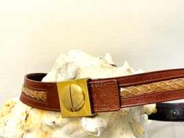 Cesare Piccini Belt Brown Leather  Gold Buckle 21 - 35 in Vintage Chic - £26.25 GBP