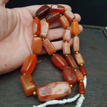 Antique Himalayan African Afghan Carnelian Agate Old Bead Necklace - $339.50