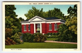 Public Library Building Camden South Carolina Linen Postcard SC Vintage Unused - £7.75 GBP