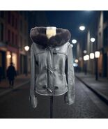 SEARLE BLATT Women&#39;s Black Hooded With Fur Shearling Jacket Size 6 - $98.99