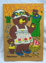 VINTAGE FISHER PRICE Teddy Bear and Cubs 10 Piece WOODEN FRAME TRAY PUZZ... - $14.85