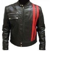 Men&#39;s Biker Stylish Zip Up Belted Buckle Leather Jacket, leather jacket ... - £126.40 GBP