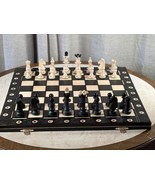 Large Black Travel Wooden Chess Set With Storage 16 Inch Board 3 1/2 Inc... - £65.79 GBP