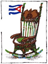 1739 Wooden rocking chair holds cuban flag quality Poster.Decorative Art. - £13.15 GBP+