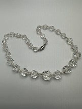 Antique 18&quot; Sterling Silver and Crystal Knotted Graduated Necklace Beads: 1.5 cm - £61.82 GBP