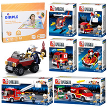 SlubanKids Fire Truck Fire Jeep Fire Boat &amp; More Building Blocks Set With Mat - £35.65 GBP