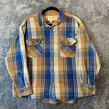 Cabelas Flannel Mens XXL Blue Brown Plaid Heavy Thick Button Up Outdoors... - $9.39