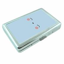 Cute Blue Smile Em1 Hip Silver Cigarette Case Id Holder Metal Wallet 4&quot; X 2.75&quot;  - £6.35 GBP