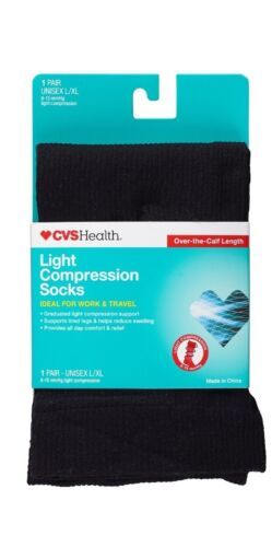 CVS Health Firm Compression Socks Over-The-Calf Length Unisex SZ L/XL. 1... - $5.93