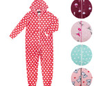 Women&#39;s Brushed Fleece Hooded Adult Jumpsuit Zipper Printed 1Onesie Pajamas - $19.94