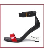 Patent Leather Red Strap Over Toe Black Ankle Buckle Stiletto High Heel ... - £107.65 GBP