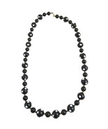 Black and White Polka Dot Beaded Necklace Retro 24&quot; - $17.81