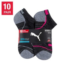 PUMA Women&#39;s Comfort Toe No Show 10 Pair Socks, Black, One Size - £21.61 GBP