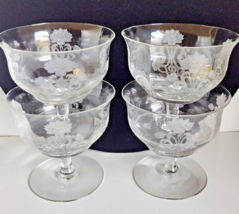 Set 4 Vintage Dessert Bowls Sherbet Parfait Glasses - £7.94 GBP