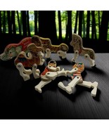 LOT OF 7 VINTAGE 1963 FISHER PRICE WOODEN JUNIOR CIRCUS TOY FIGURES ANIM... - €42,36 EUR