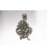 GOTHIC SERPENT SNAKE IN A PILE OF HUMAN SKULLS PEWTER PENDANT ADJ CORD N... - £9.40 GBP