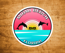 Miami Beach Florida Dolphins Decal Sticker 3&quot; Sunset Palm Trees - £3.87 GBP