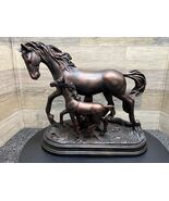 Vintage Horse Statue Mother &amp; Foal Resin Figurine 15.5&quot;Lx11.55&quot;Wx6.5H Ex... - $1,461.98 MXN