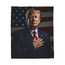 PRESIDENT DONALD TRUMP PATRIOTIC AMERICAN FLAG ANTHEM VELVETEEN PLUSH BL... - $34.99+