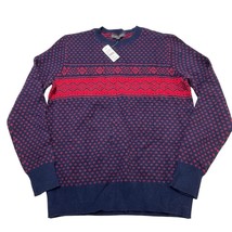 Brooks Brothers Sweater Mens M Blue Fair Isle Birdseye Wool Blend Pullov... - $50.51