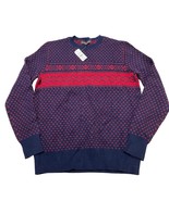 Brooks Brothers Sweater Mens M Blue Fair Isle Birdseye Wool Blend Pullov... - $70.85 CAD