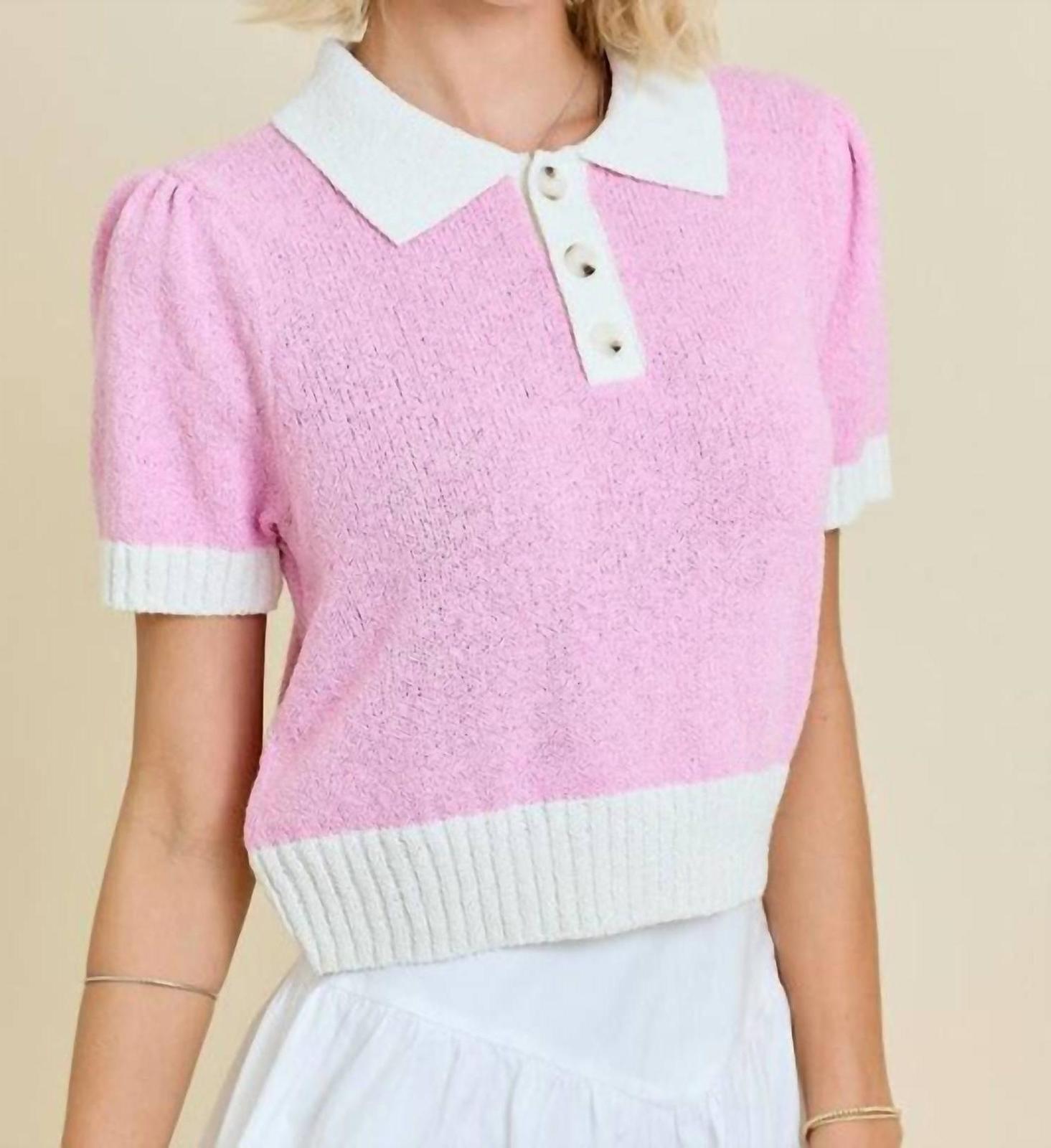 Day + Moon Sweater Terry Polo Top Size S - $43.56